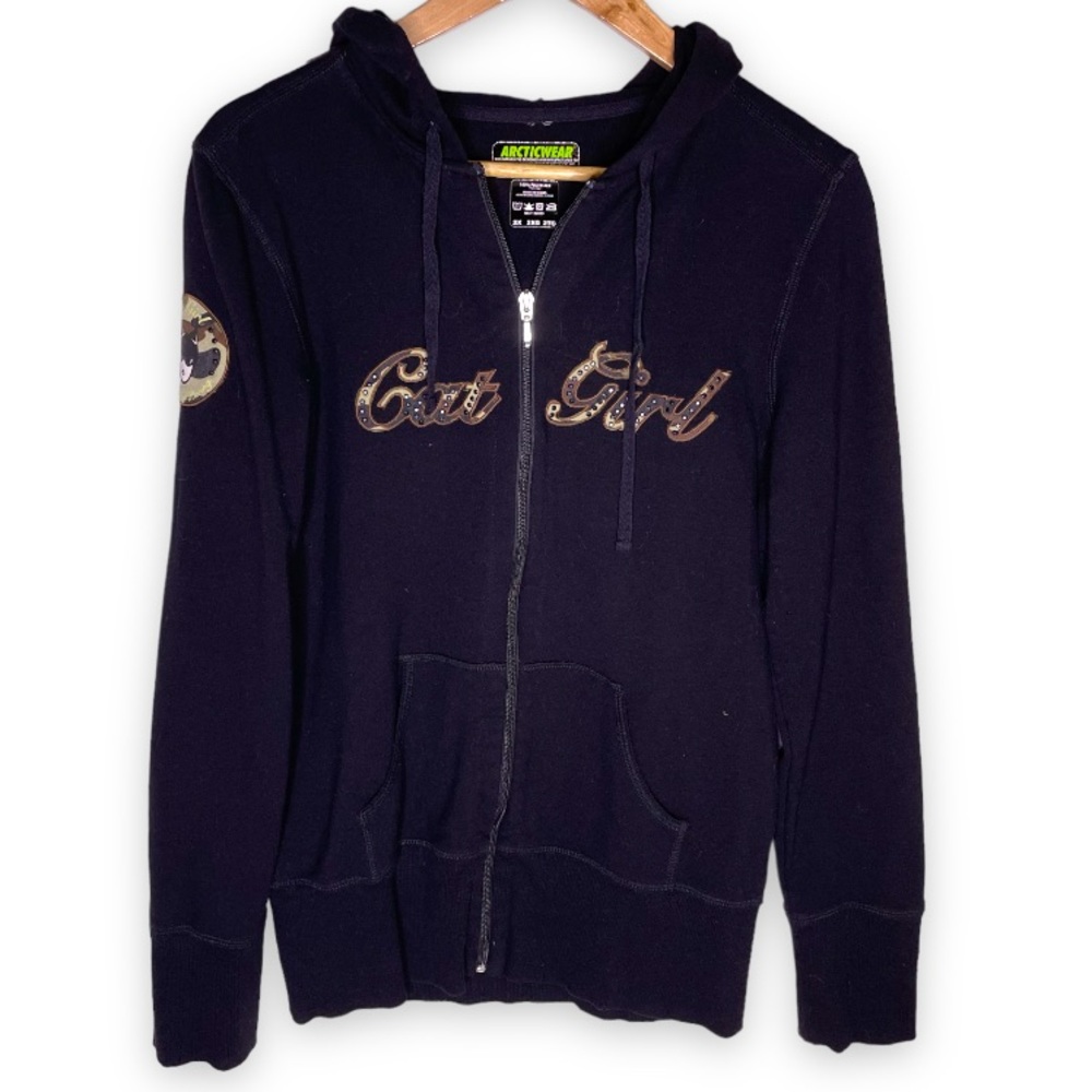 Arctic Cat Arcticwear Cat Girl Zip Up Hoodie Sweatshirt 2X Y2K